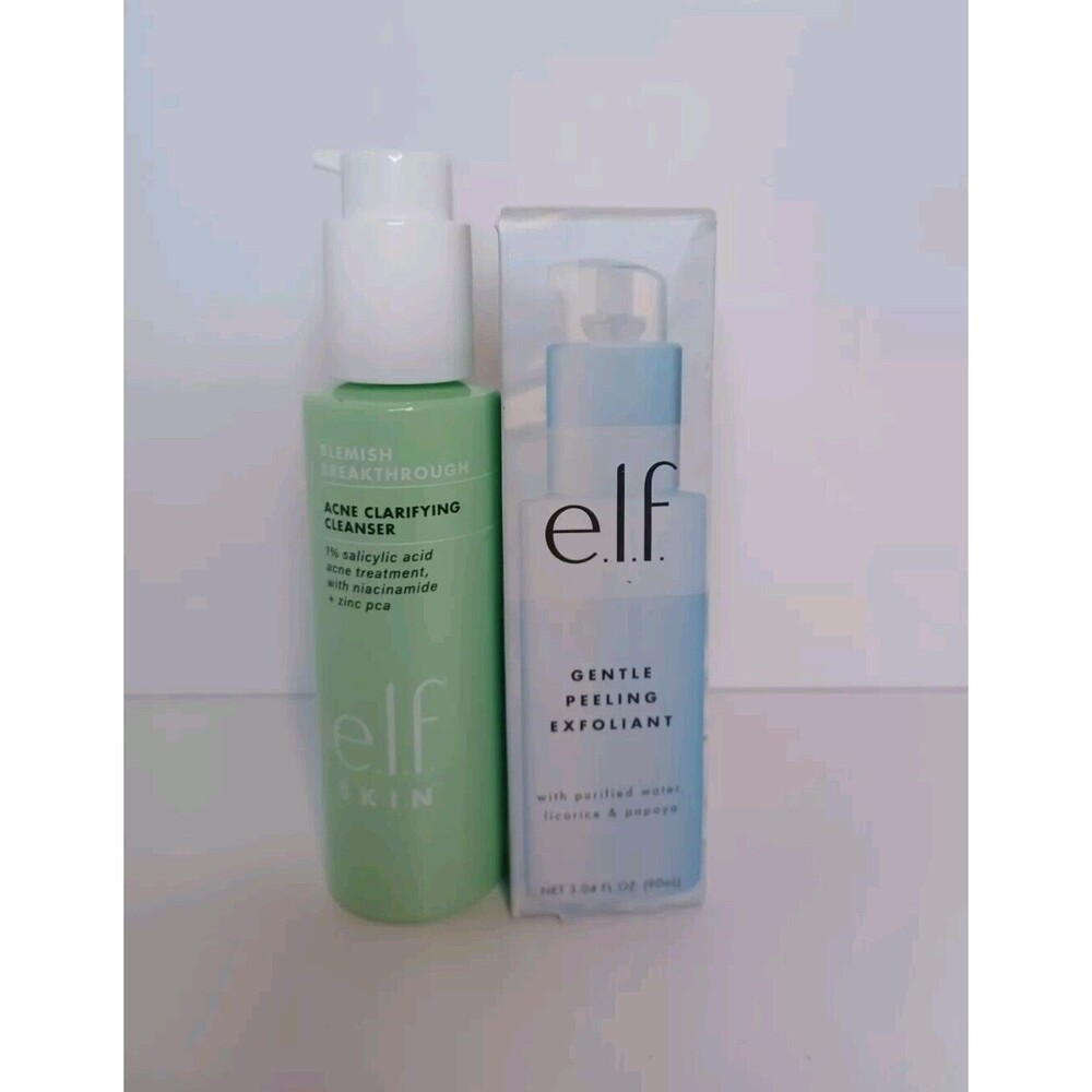 LOT of 2‎ e.l.f. Gentle Peeling Exfoliant & Acne Clarifying Cleanser